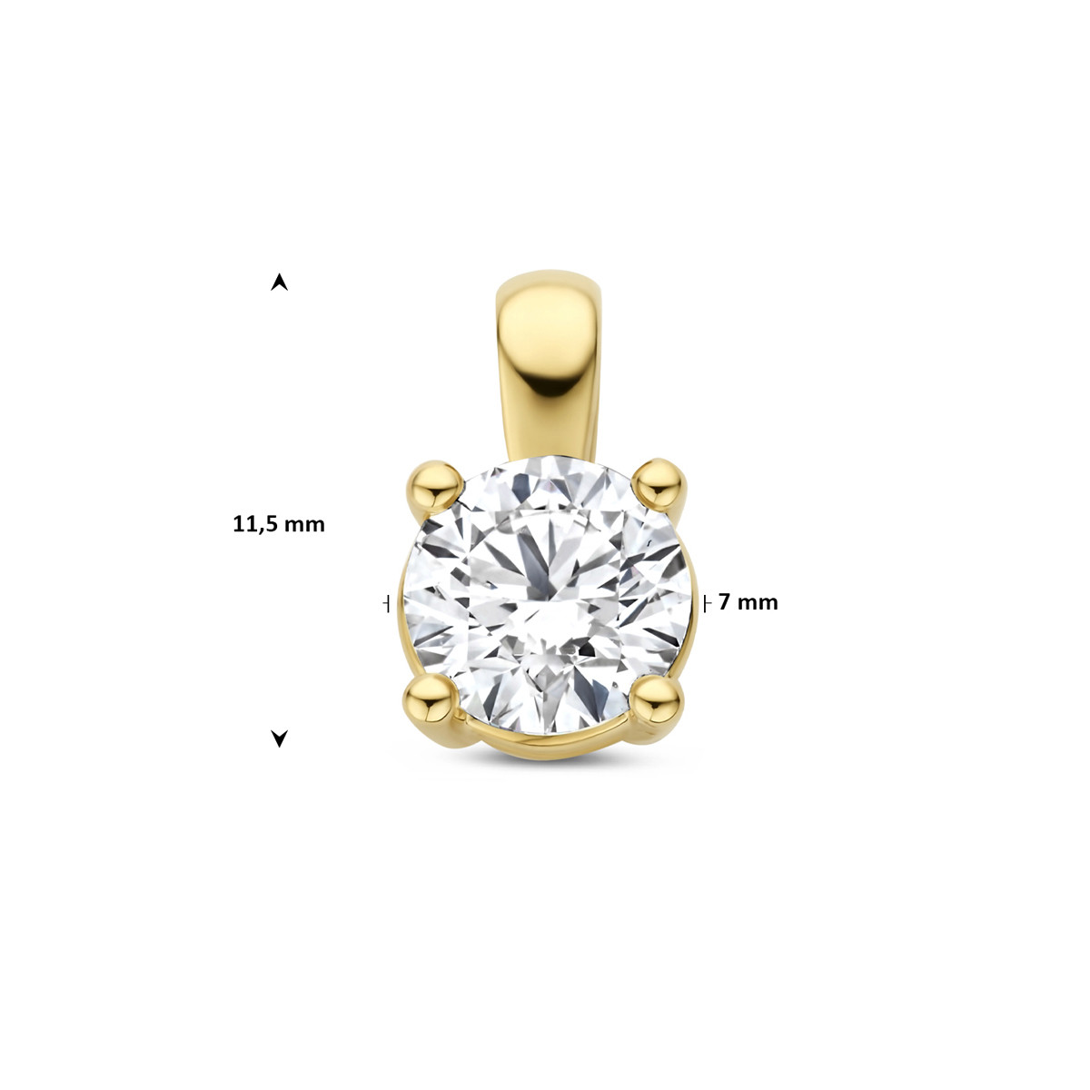 14-karaat gouden hanger met briljant geslepen lab grown diamant 1.00 crt 7 mm breed - Hoogte 11.5 mm