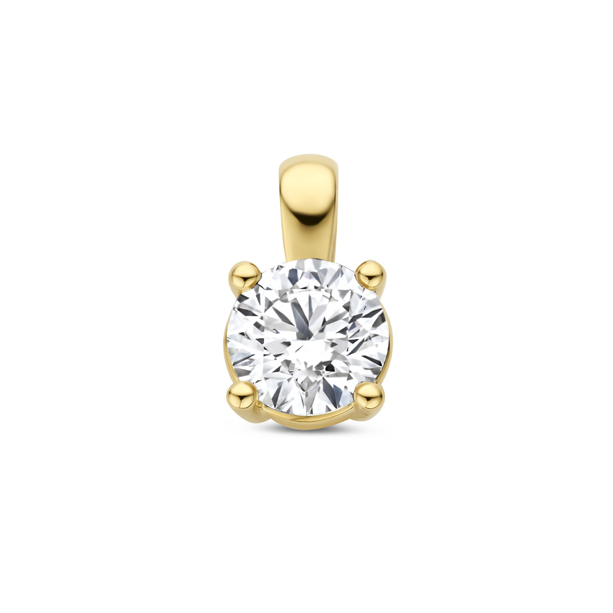 14-karaat gouden hanger met briljant geslepen lab grown diamant 1.00 crt 7 mm breed - Hoogte 11.5 mm