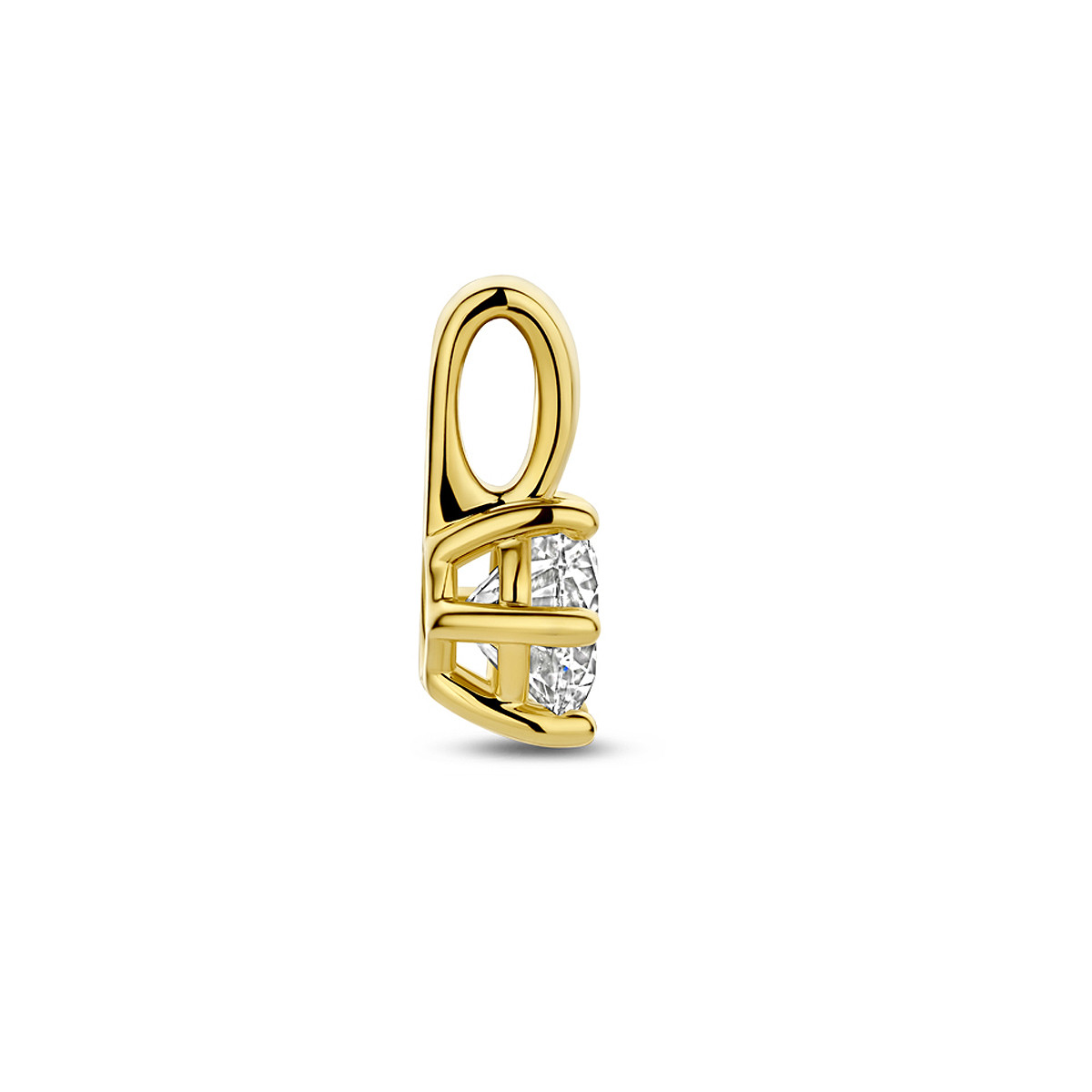 14-karaat gouden hanger met briljante lab grown diamant 0.75 crt en 7.5 mm breed - Hoogte 12.5 mm