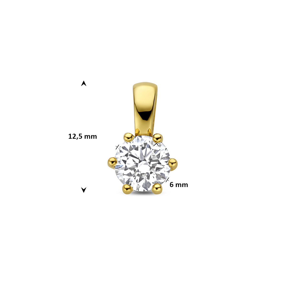 14-karaat gouden hanger met briljante lab grown diamant 0.75 crt en 7.5 mm breed - Hoogte 12.5 mm