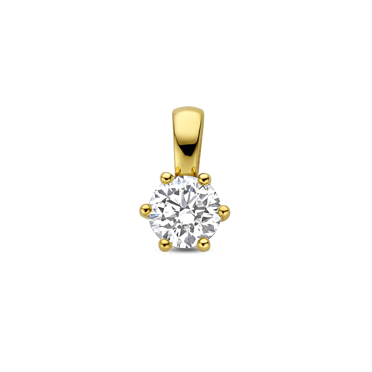 14-karaat gouden hanger met briljante lab grown diamant 0.75 crt en 7.5 mm breed - Hoogte 12.5 mm