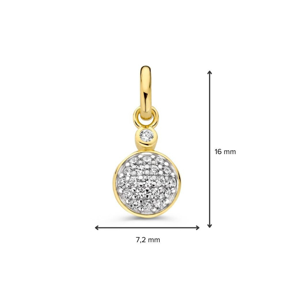 14-karaat gouden hanger met cirkel van zirkonia stenen 7.2 mm breed - Hoogte 16 mm