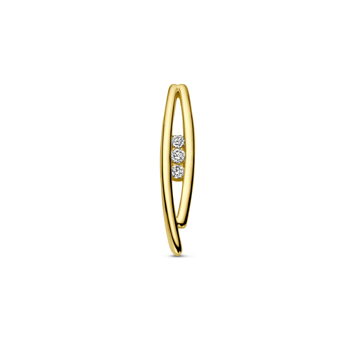 14-karaat gouden hanger met drie diamanten 0.10 crt - 4.5 mm x 23.5 mm