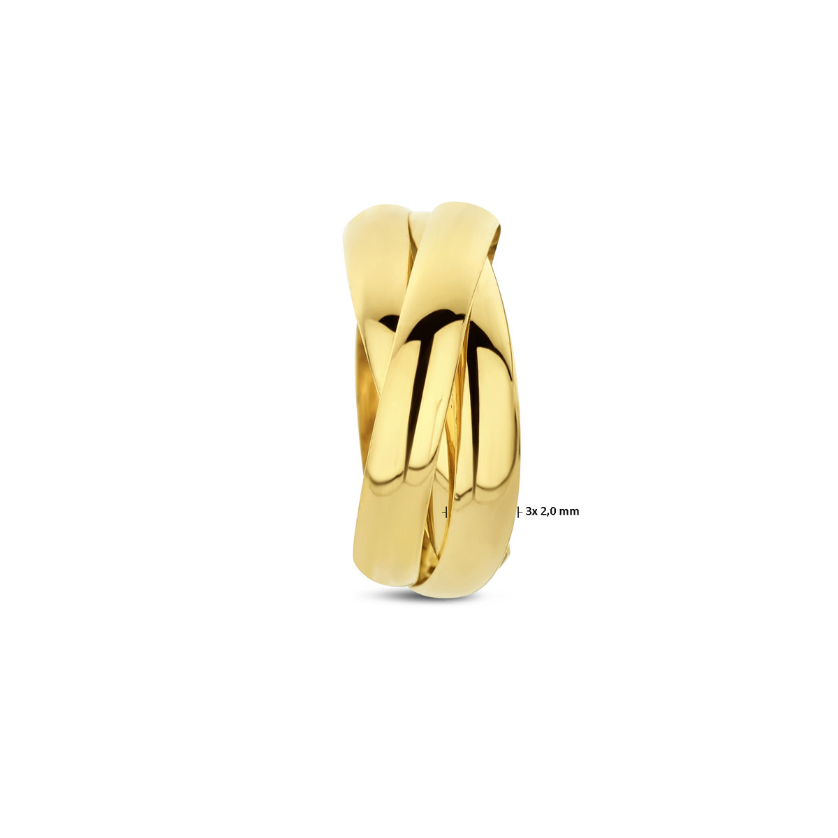 14-karaat gouden hanger met een aantal ringetjes 2 mm x 10 mm