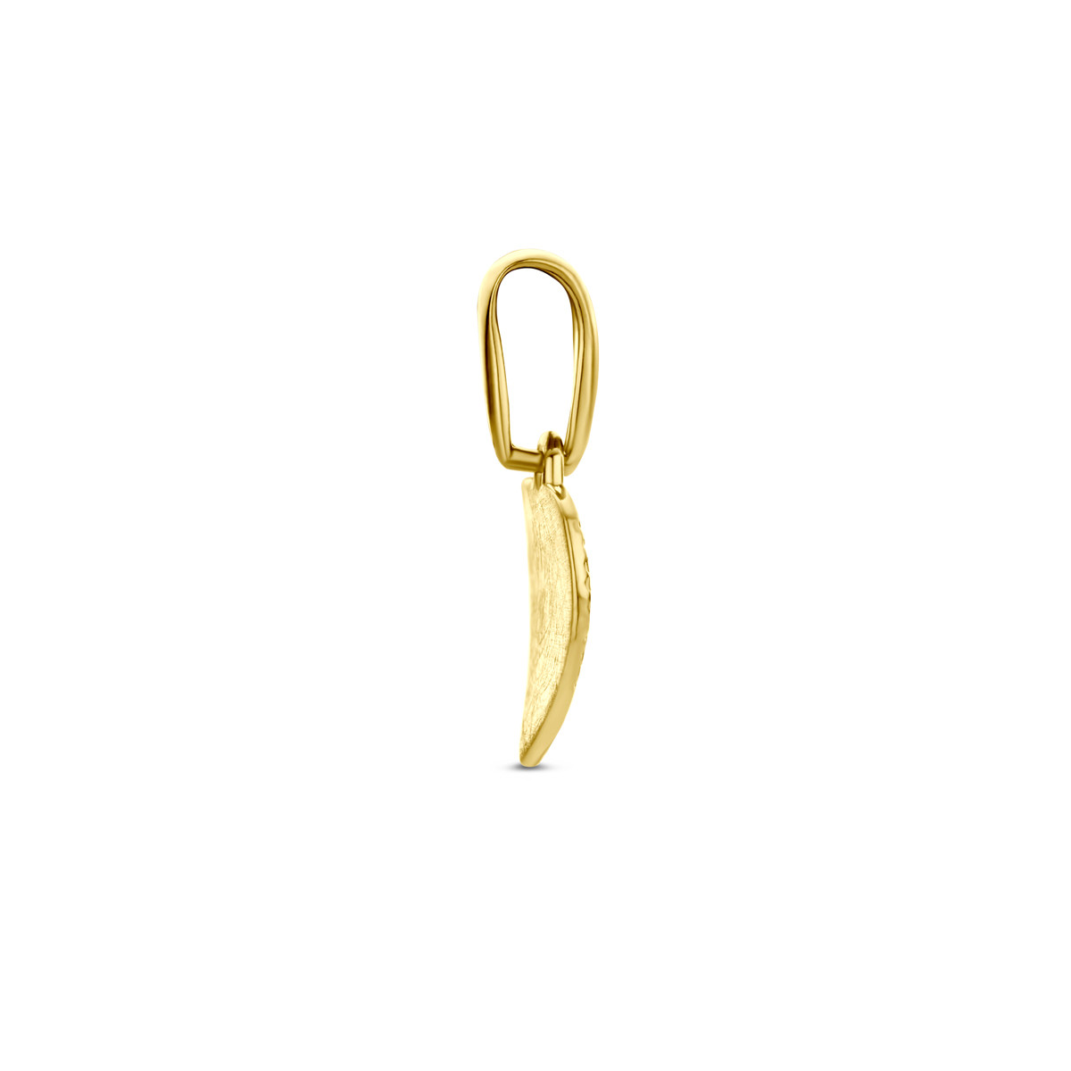 14-karaat gouden hanger met gescratched hartje 9 mm breed - Hoogte 13 mm