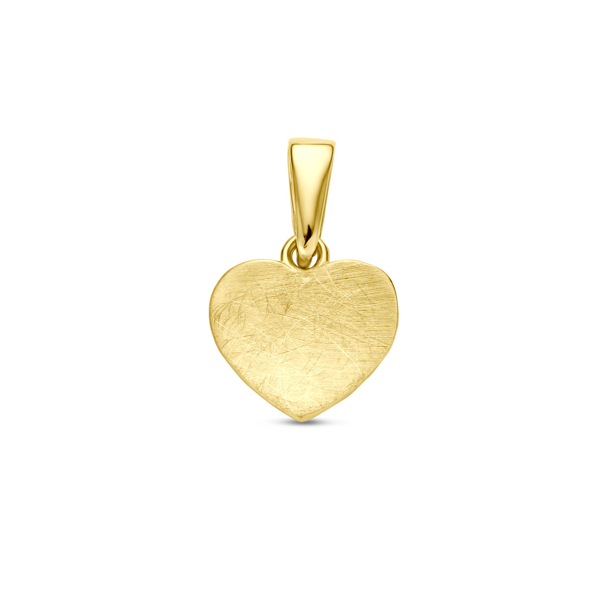 14-karaat gouden hanger met gescratched hartje 9 mm breed - Hoogte 13 mm