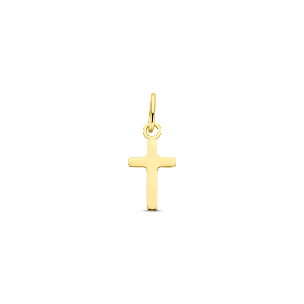 14-karaat gouden hanger met glanzend kruisje 5.5 mm breed - Hoogte 14 mm