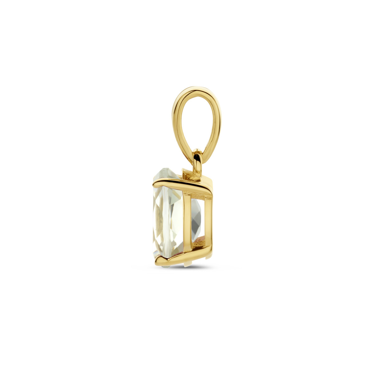 14-karaat gouden hanger met groene amethist steen ovaal geslepen 6 mm breed - Hoogte 14 mm