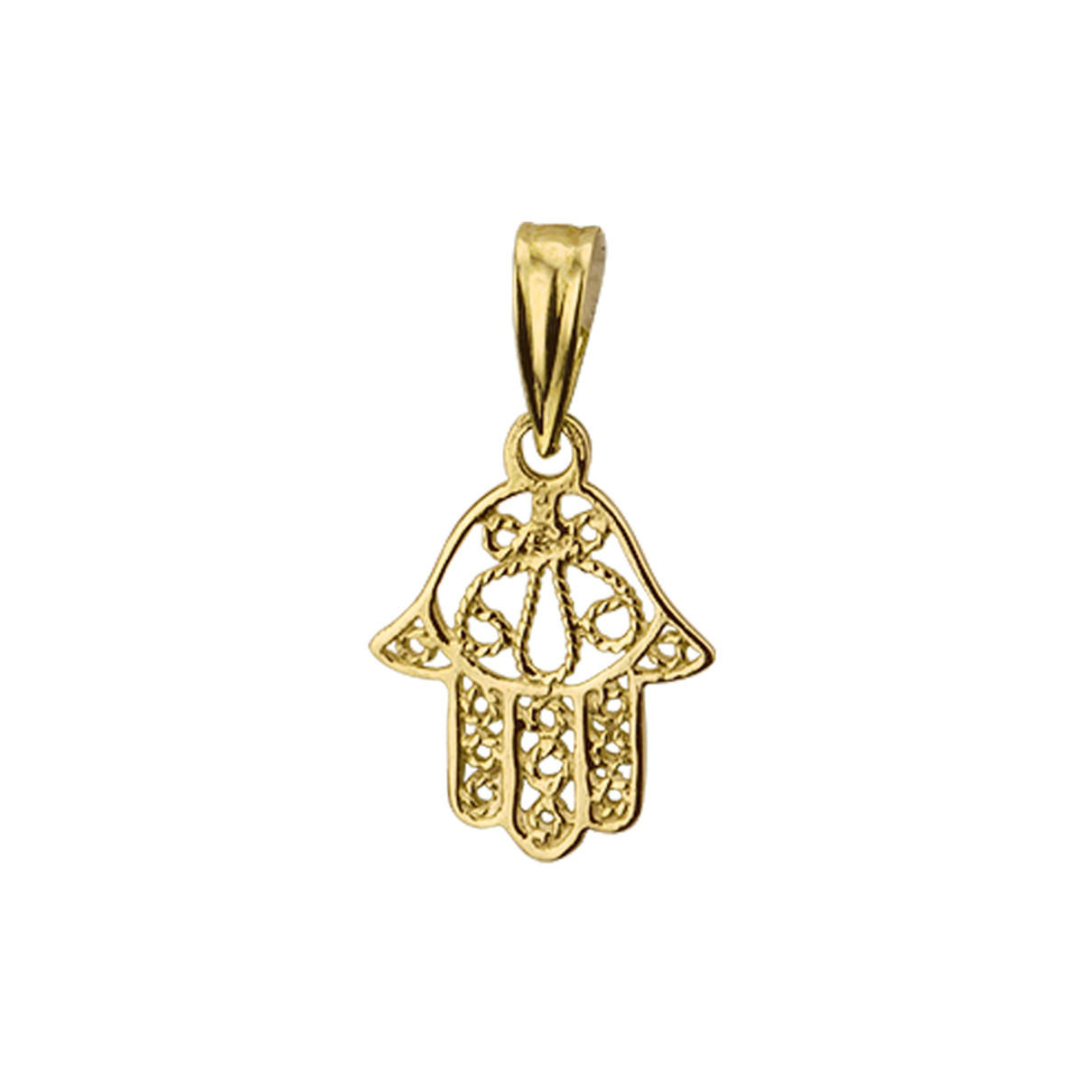 14-karaat gouden hanger met hand van Fatima 11 mm breed - Hoogte 14.5 mm