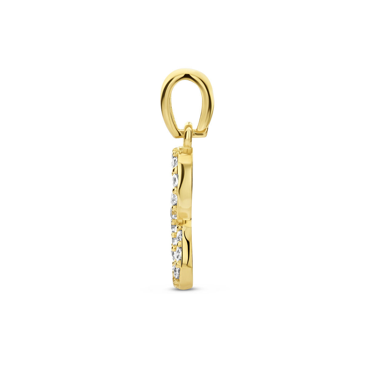 14-karaat gouden hanger met hangend infinityteken en zirkonia's