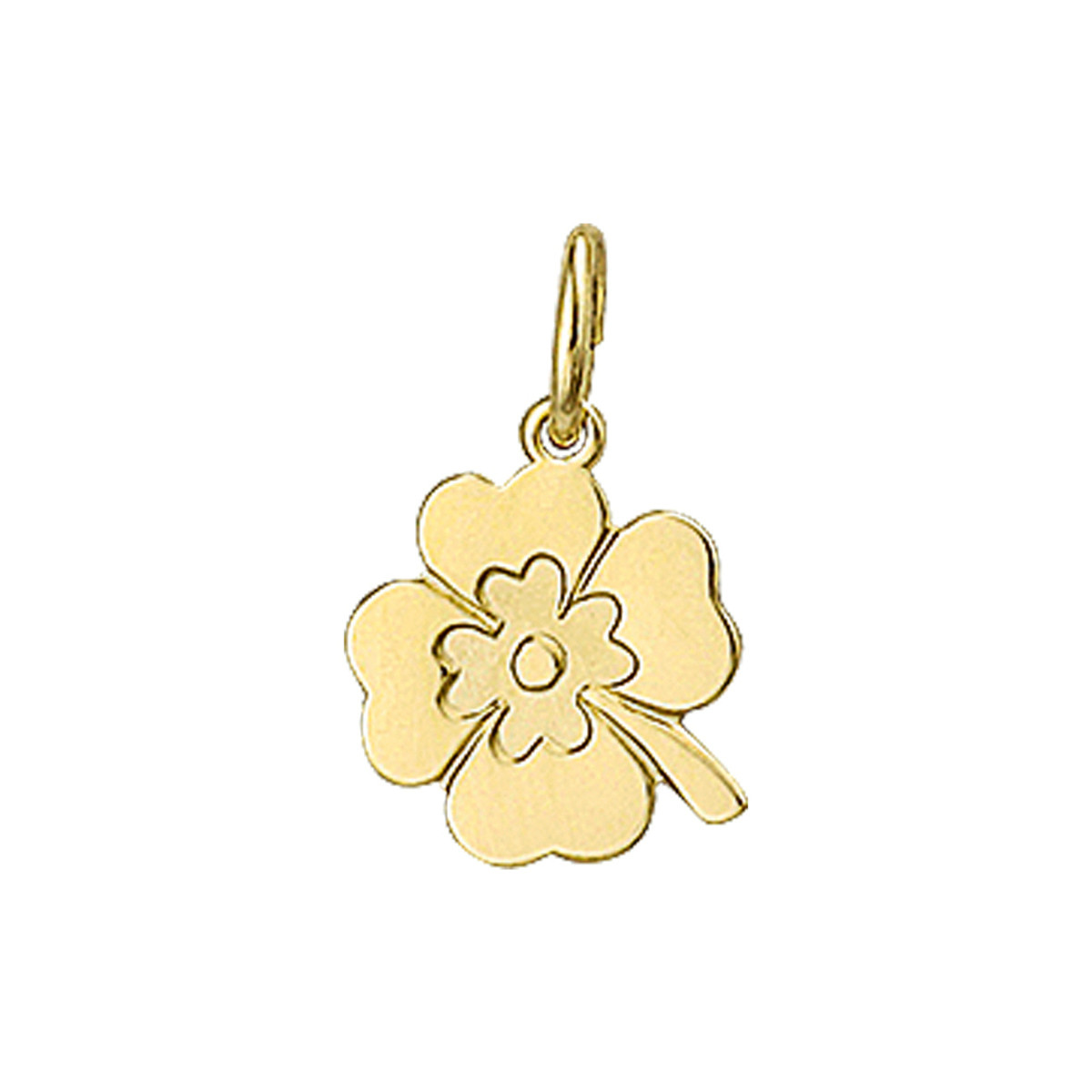 14-karaat gouden hanger met klavertje vier 10 mm breed - Hoogte 11.5 mm