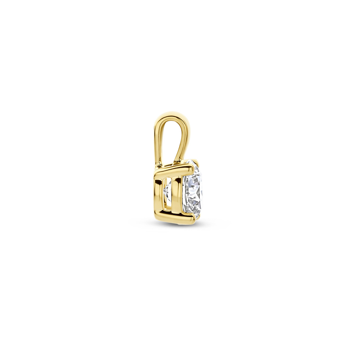 14-karaat gouden hanger met lab grown diamant 0.10 crt briljant geslepen 3 mm breed - Hoogte 7 mm