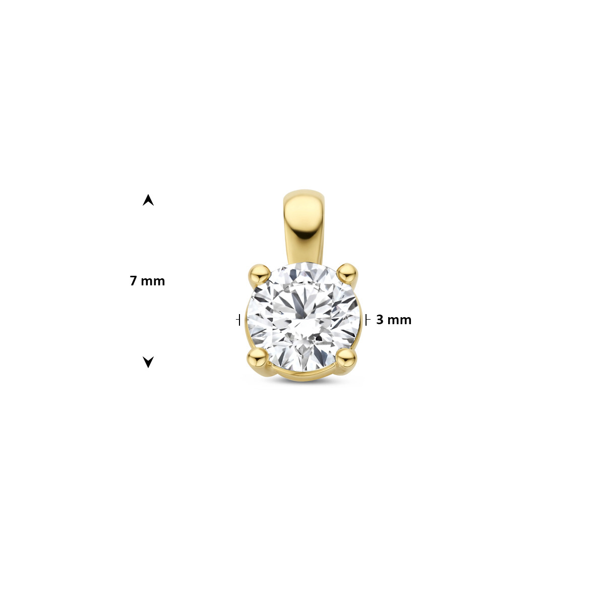 14-karaat gouden hanger met lab grown diamant 0.10 crt briljant geslepen 3 mm breed - Hoogte 7 mm