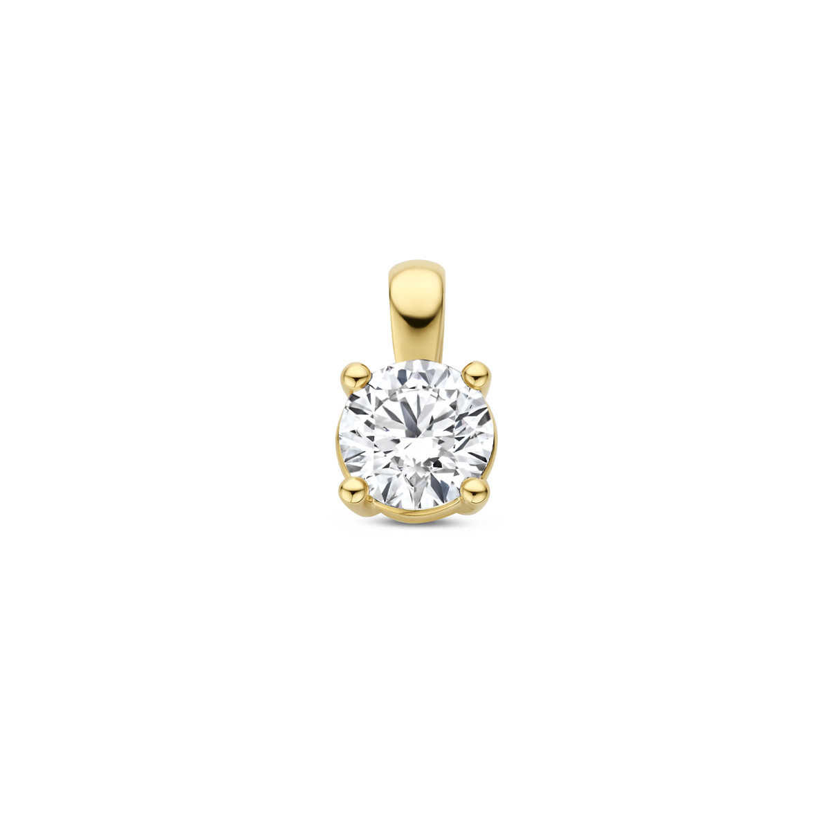 14-karaat gouden hanger met lab grown diamant 0.10 crt briljant geslepen 3 mm breed - Hoogte 7 mm