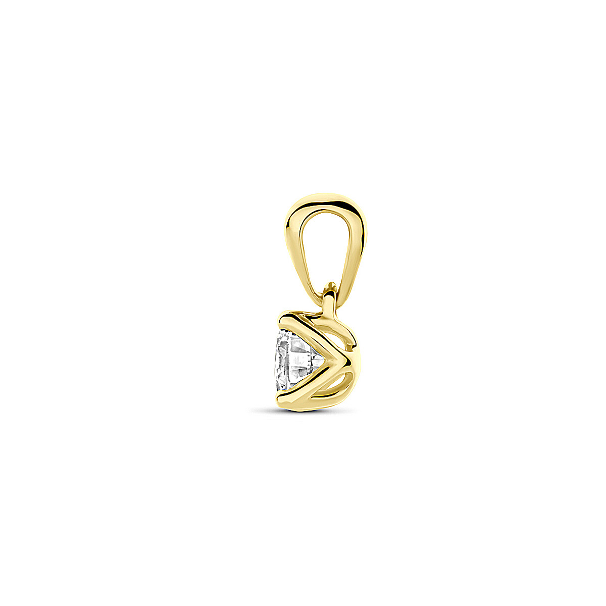 14-karaat gouden hanger met lab grown diamant 0.25 crt briljant geslepen 4 mm breed - Hoogte 9.5 mm