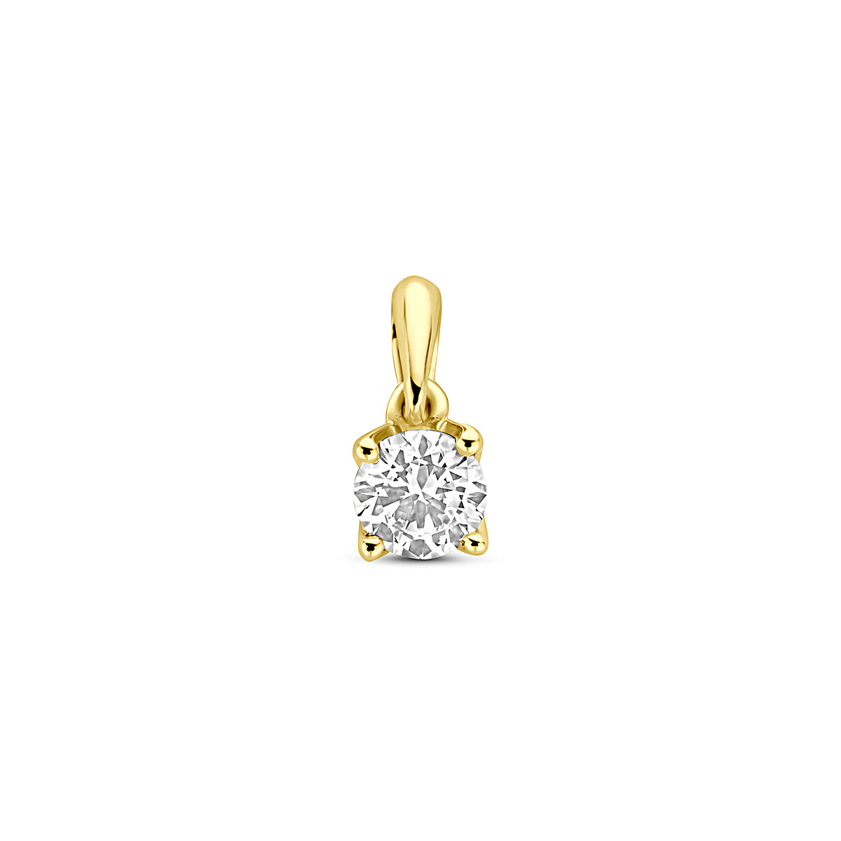 14-karaat gouden hanger met lab grown diamant 0.25 crt briljant geslepen 4 mm breed - Hoogte 9.5 mm