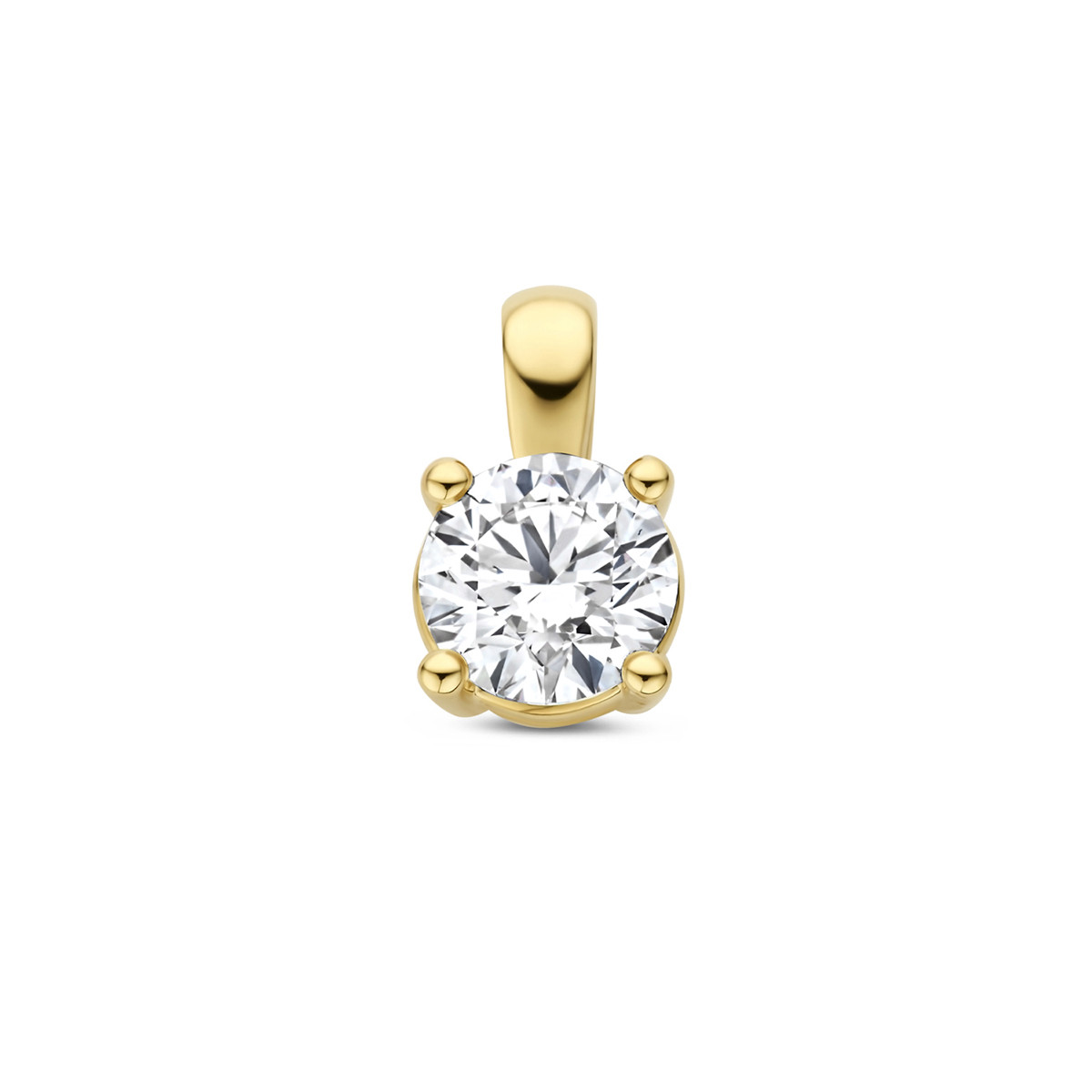14-karaat gouden hanger met lab grown diamond 0.50 crt 5 mm breed - Hoogte 9.5 mm