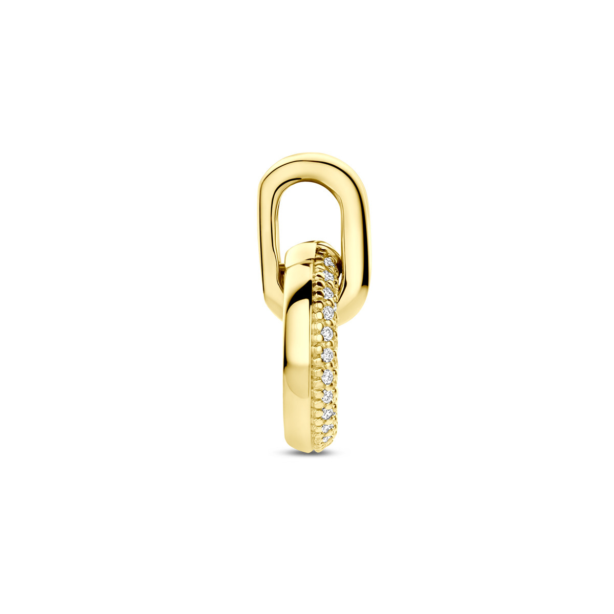 14-karaat gouden hanger met open rondje en diamanten 0.19 crt 12 mm breed - Hoogte 16.5 mm