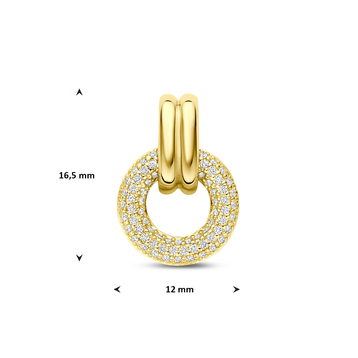 14-karaat gouden hanger met open rondje en diamanten 0.19 crt 12 mm breed - Hoogte 16.5 mm