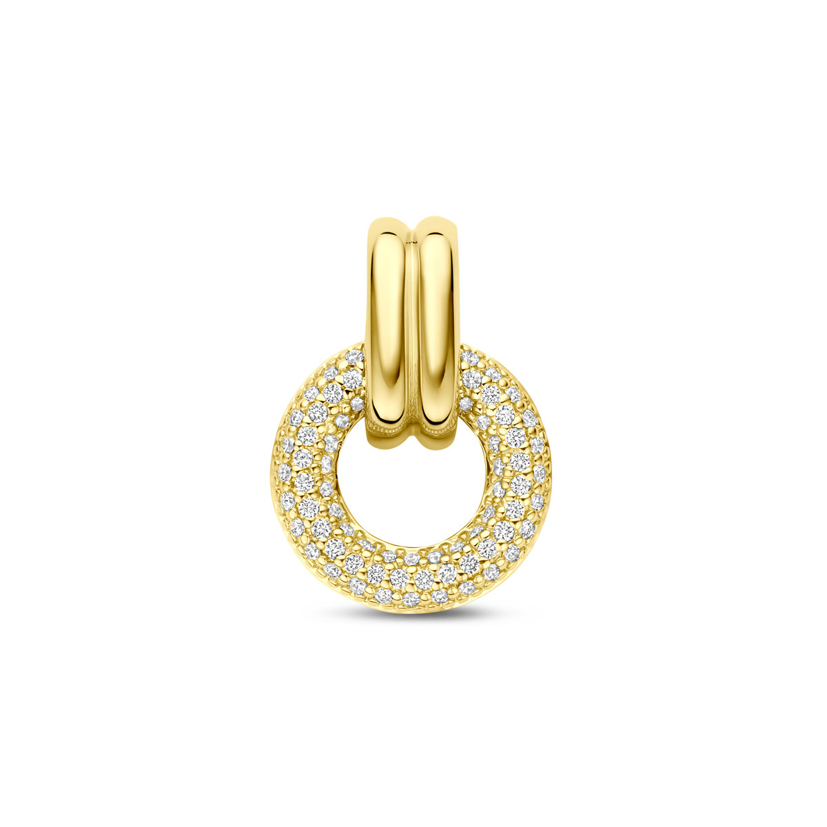 14-karaat gouden hanger met open rondje en diamanten 0.19 crt 12 mm breed - Hoogte 16.5 mm
