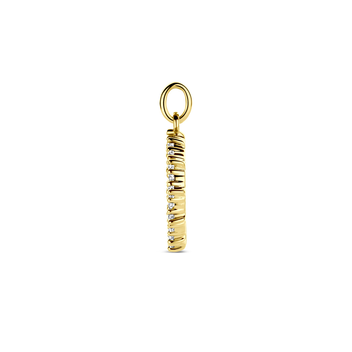 14-karaat gouden hanger met open rondje van briljant geslepen diamanten 0.25 crt - Hoogte 18 mm