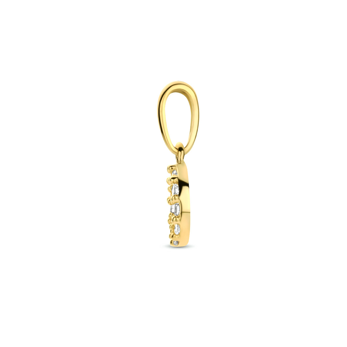 14-karaat gouden hanger met open zirkonia cirkel 6.5 mm breed - Hoogte 12 mm