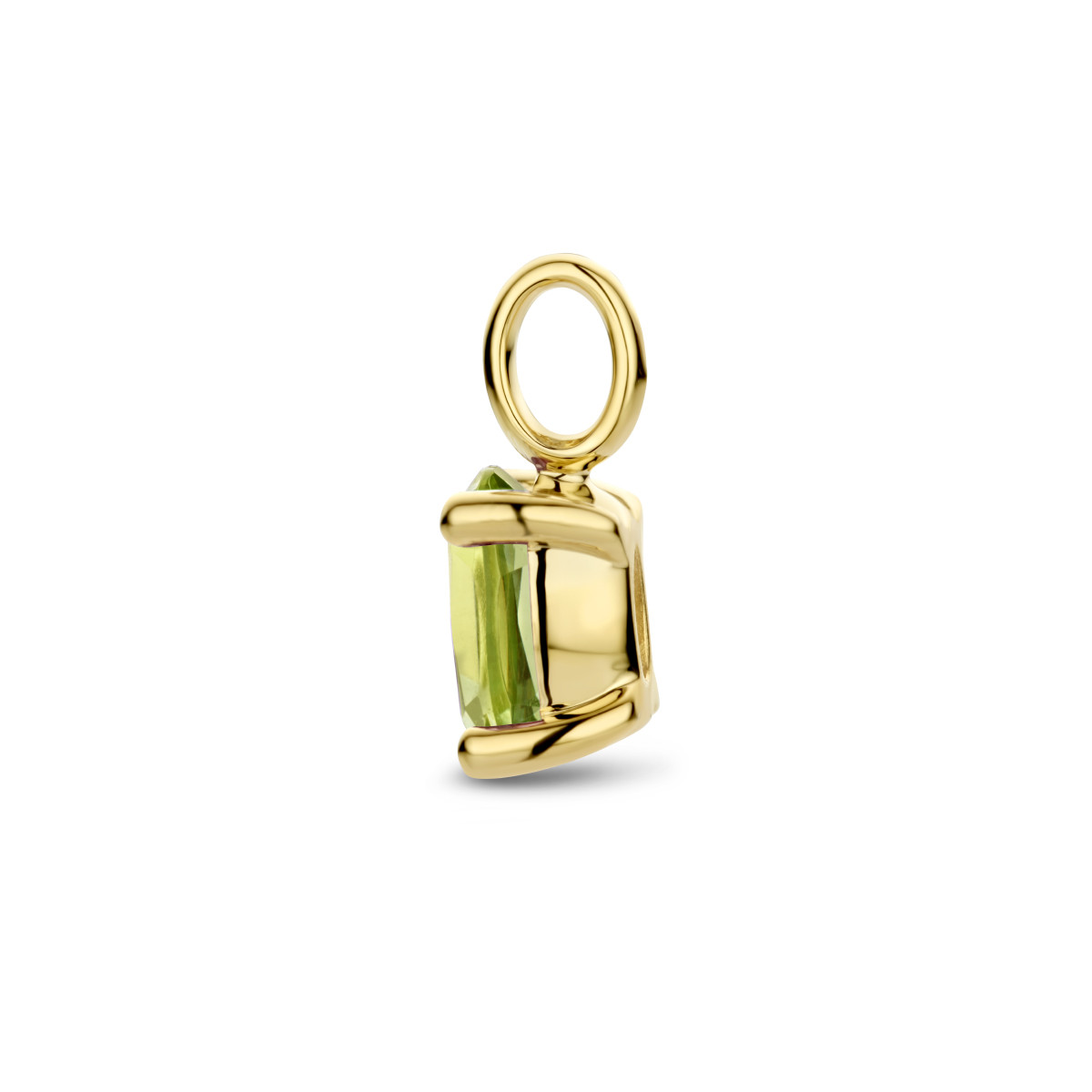 14-karaat gouden hanger met peridoot ovaal - 12 x 5 mm