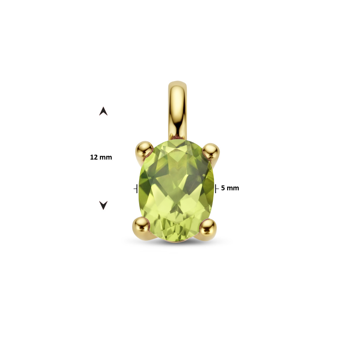 14-karaat gouden hanger met peridoot ovaal - 12 x 5 mm