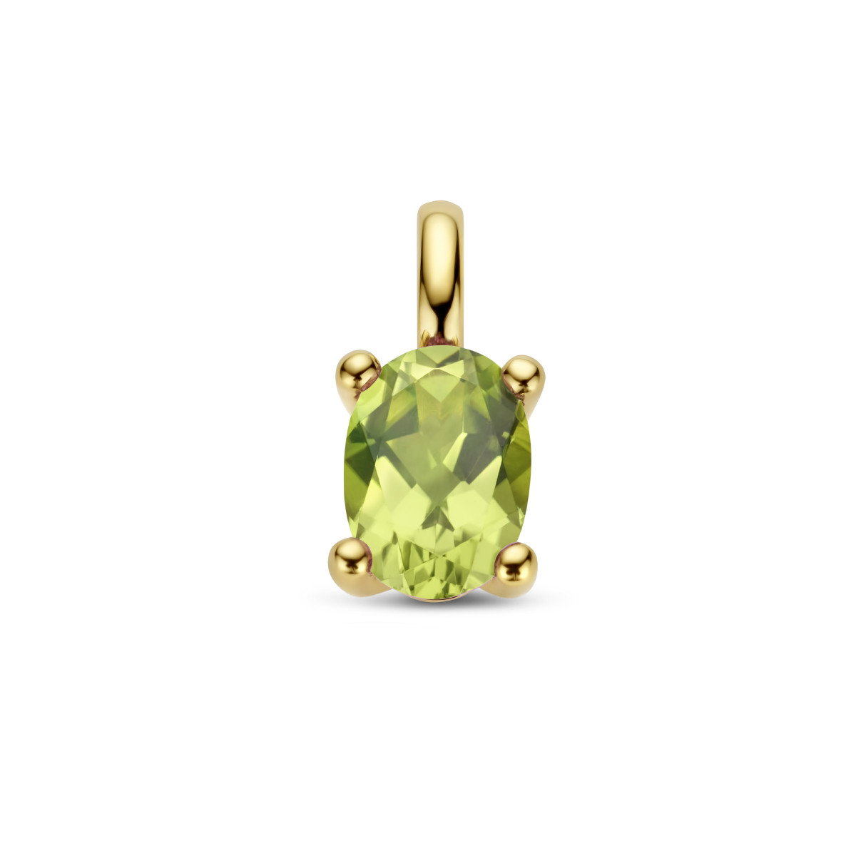 14-karaat gouden hanger met peridoot ovaal - 12 x 5 mm