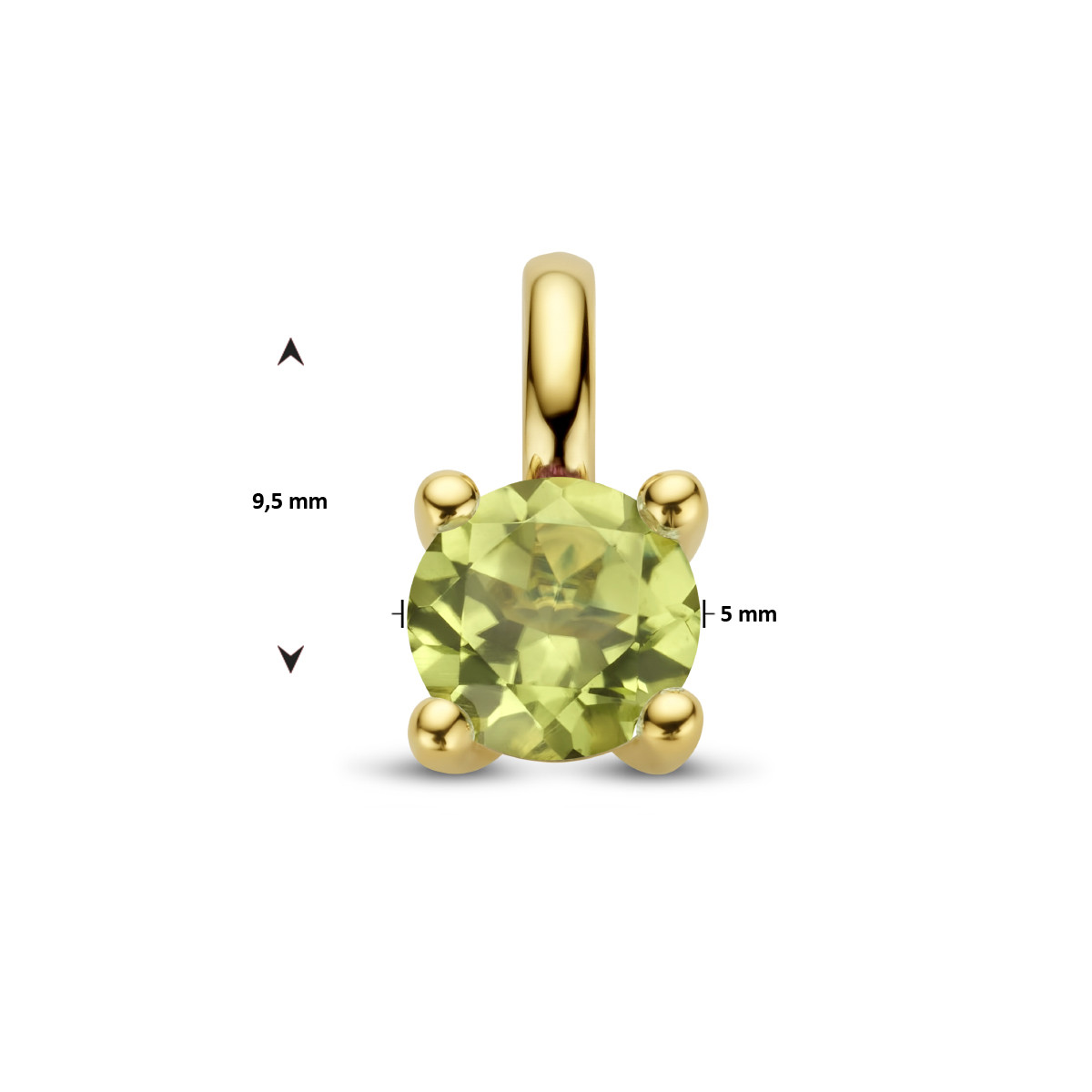 14-karaat gouden hanger met peridot - 9.5 x 5 mm