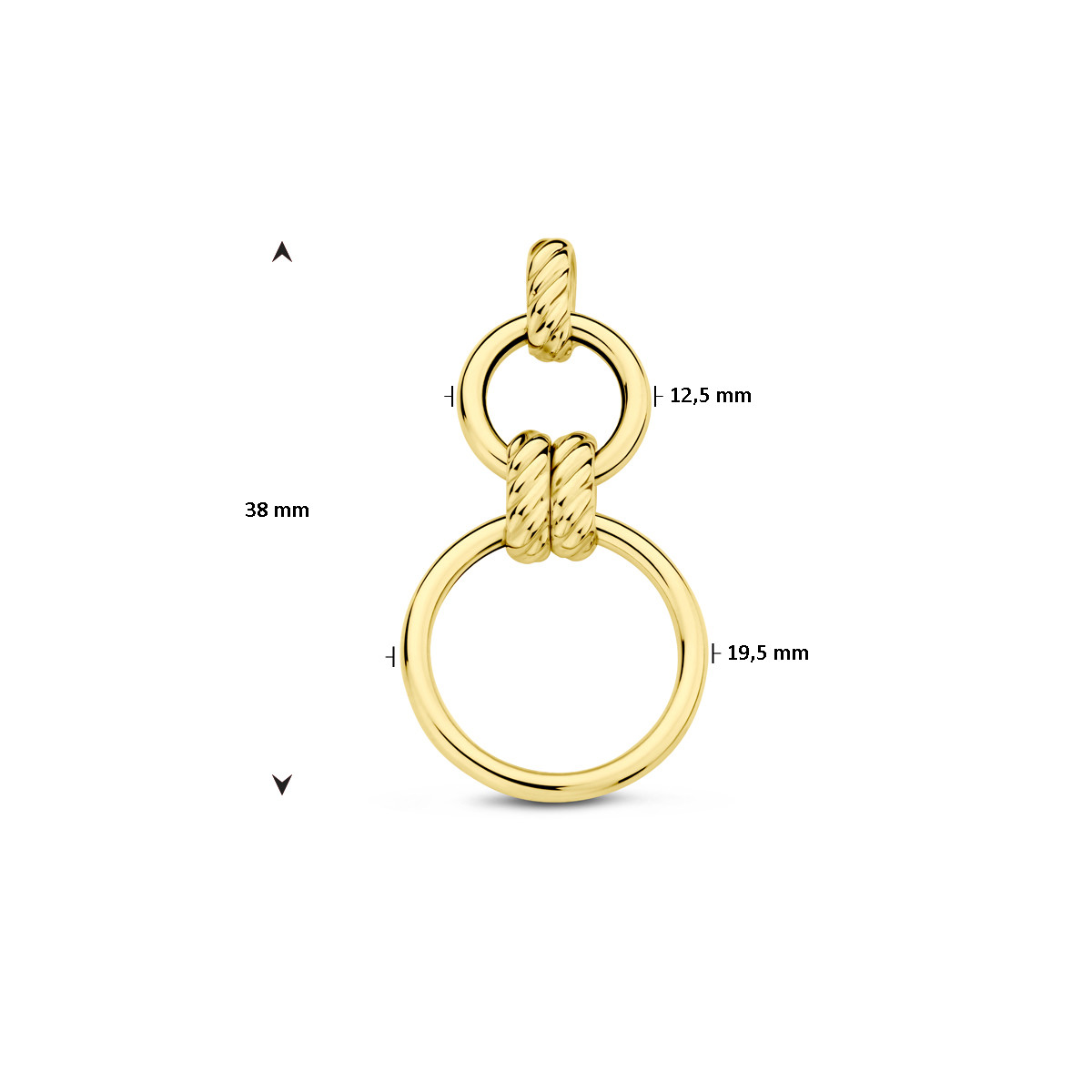 14-karaat gouden hanger met twee cirkels - 19.5 mm x 38 mm