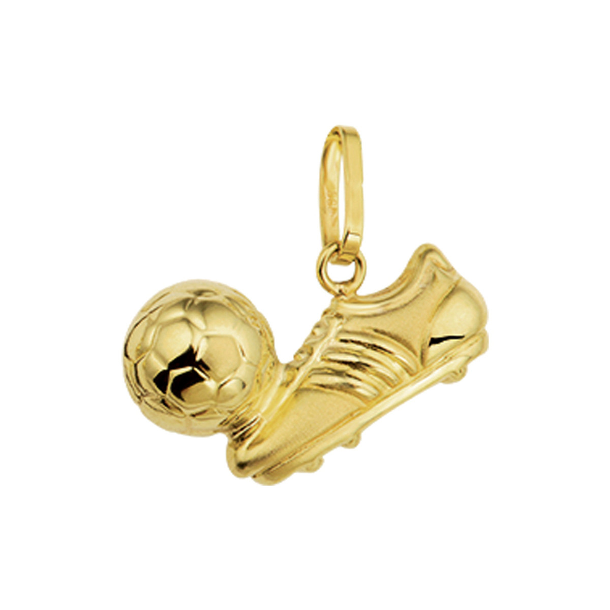 14-karaat gouden hanger met voetbal en voetbalschoen 16 mm breed - Hoogte 10.5 mm