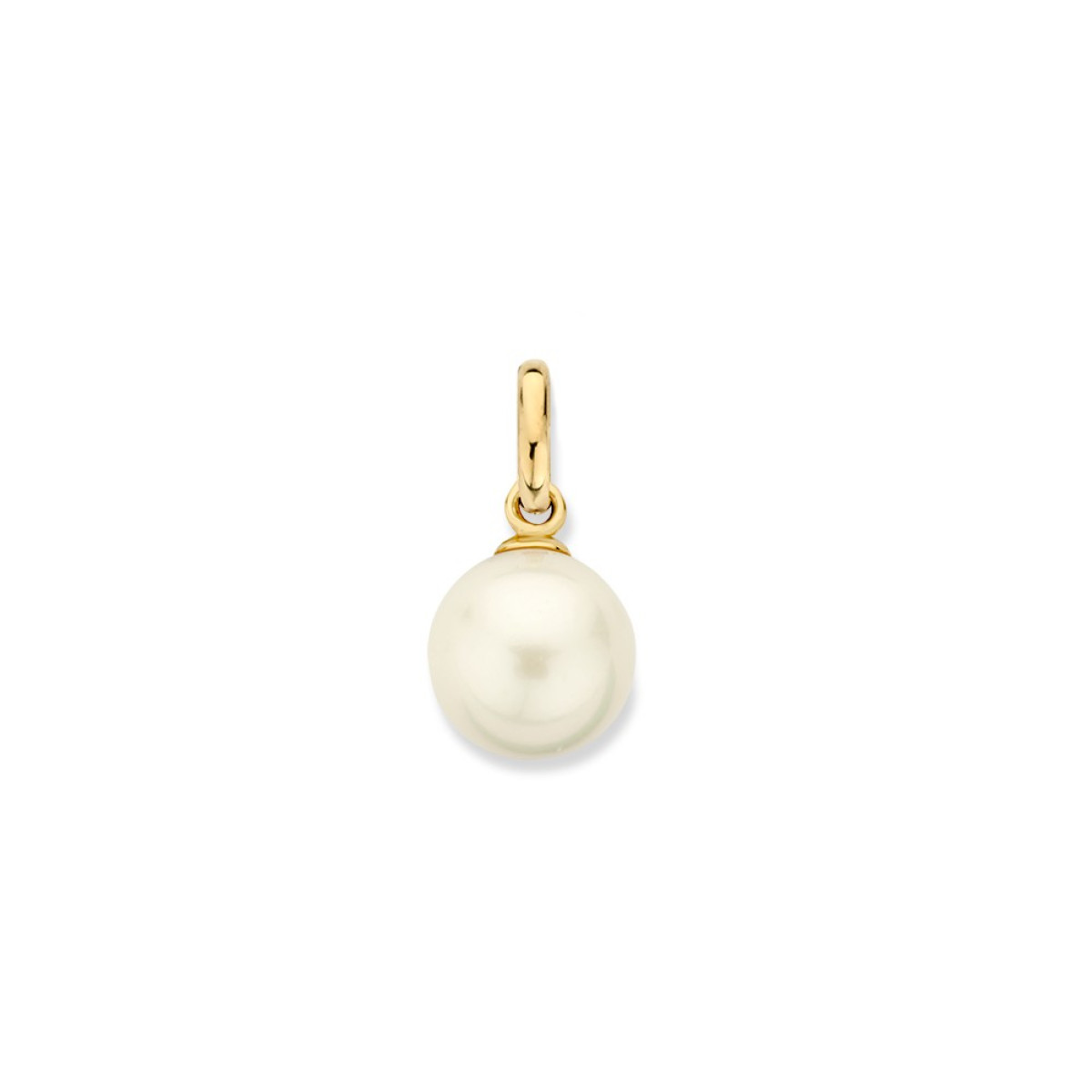 14-karaat gouden hanger met witte ronde parel - Diameter 7.5 mm