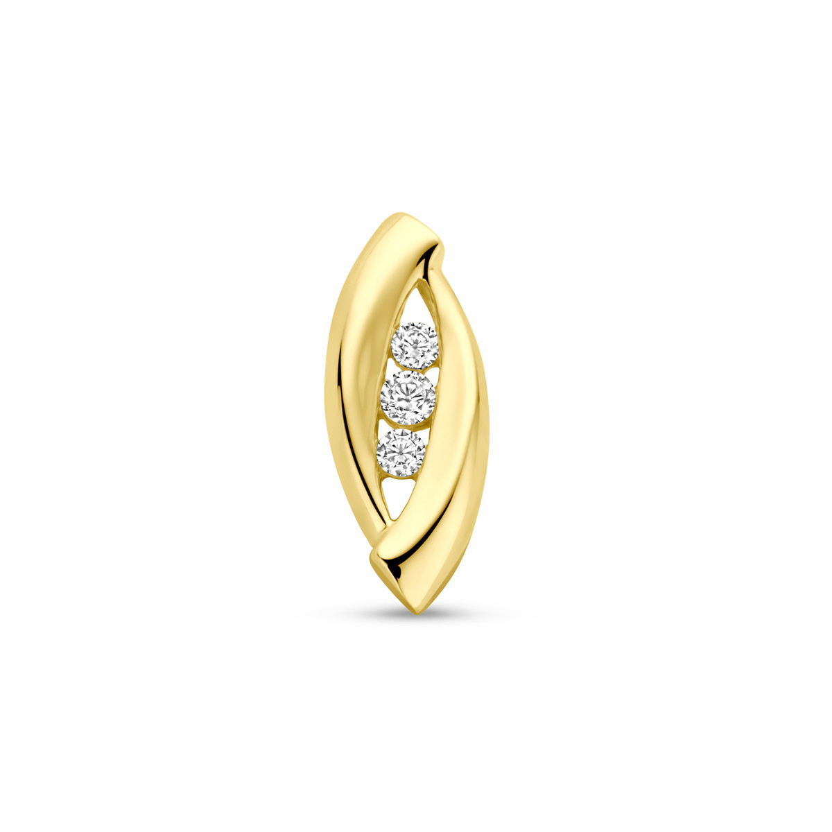 14-karaat gouden hanger met zirkonia in gedraaide structuur 6 mm breed - Hoogte 15 mm