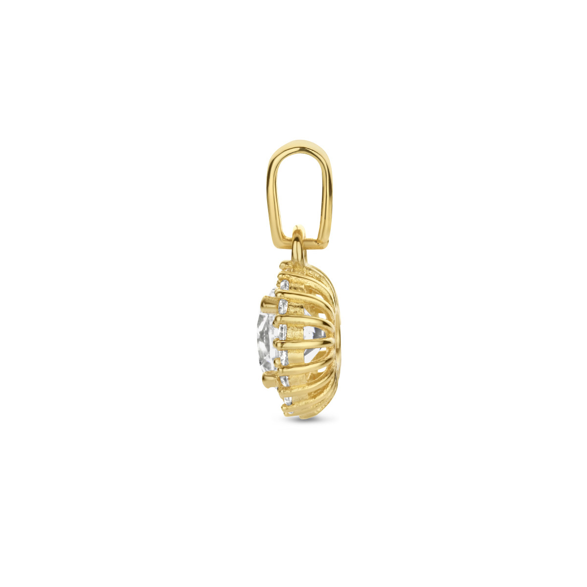 14-karaat gouden hanger met zirkonia's - 14 x 8 mm