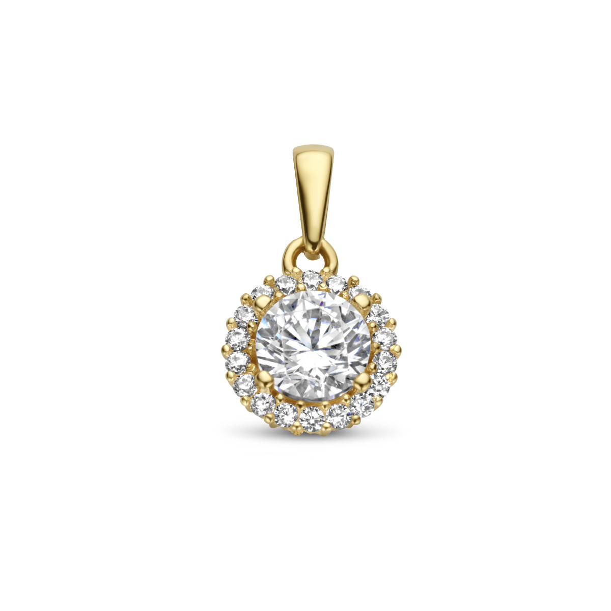 14-karaat gouden hanger met zirkonia's - 14 x 8 mm