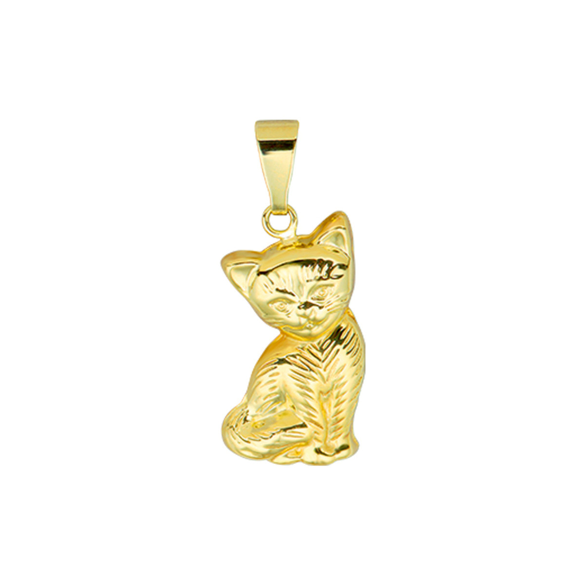 14-karaat gouden hanger met zittende kat 9.5 mm breed - Hoogte 17.5 mm