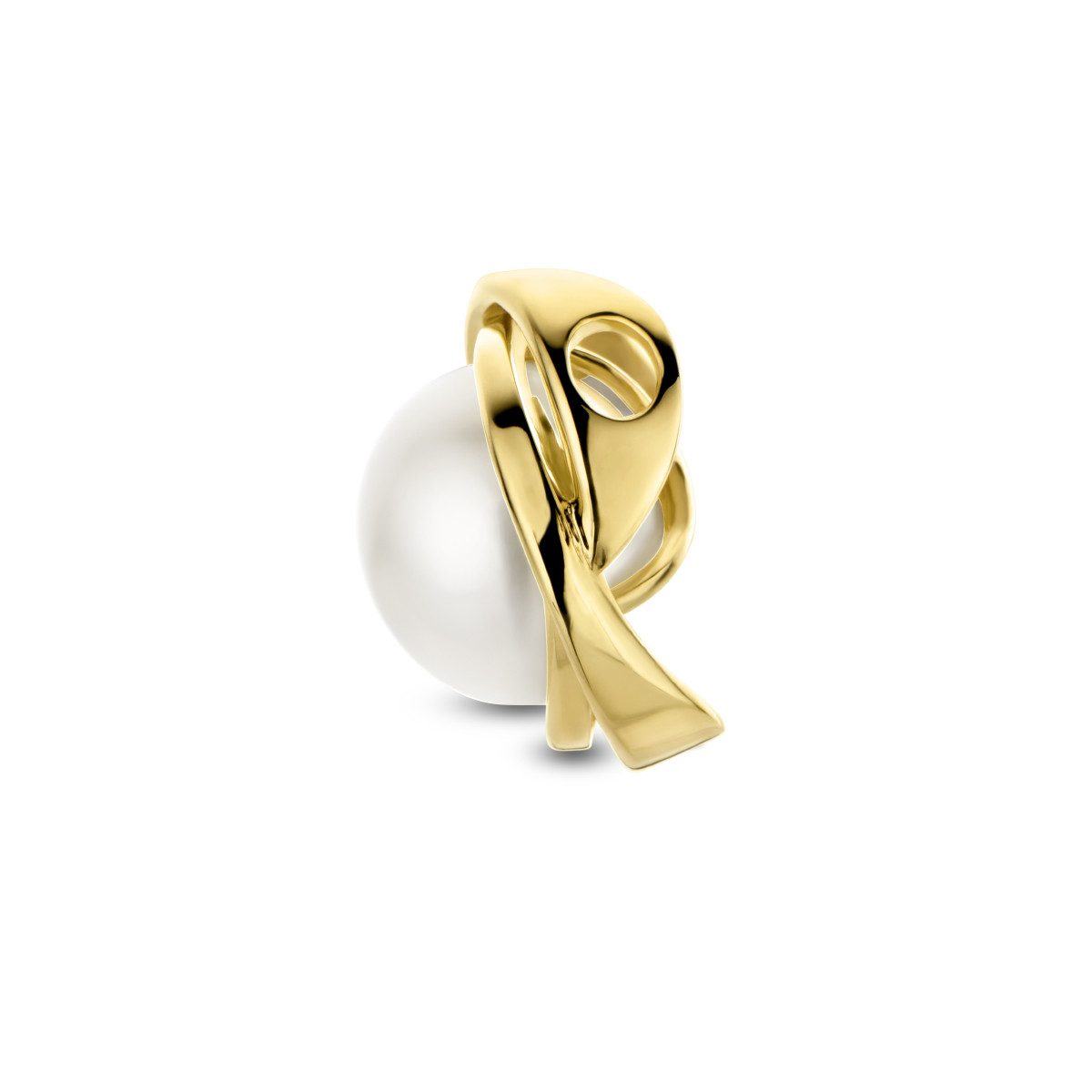 14-karaat gouden hanger met zoetwaterparel - 16 x 16.5 mm