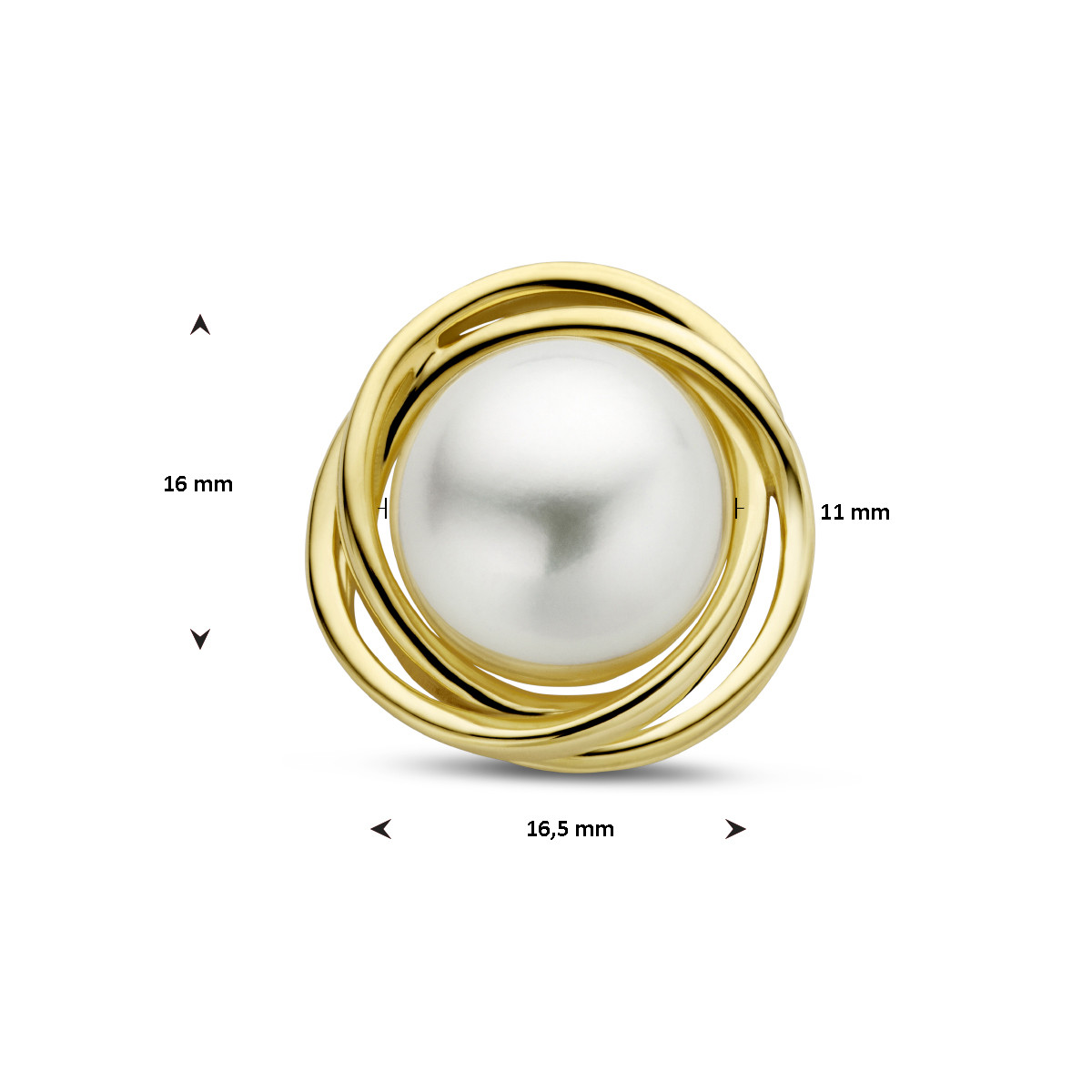14-karaat gouden hanger met zoetwaterparel - 16 x 16.5 mm