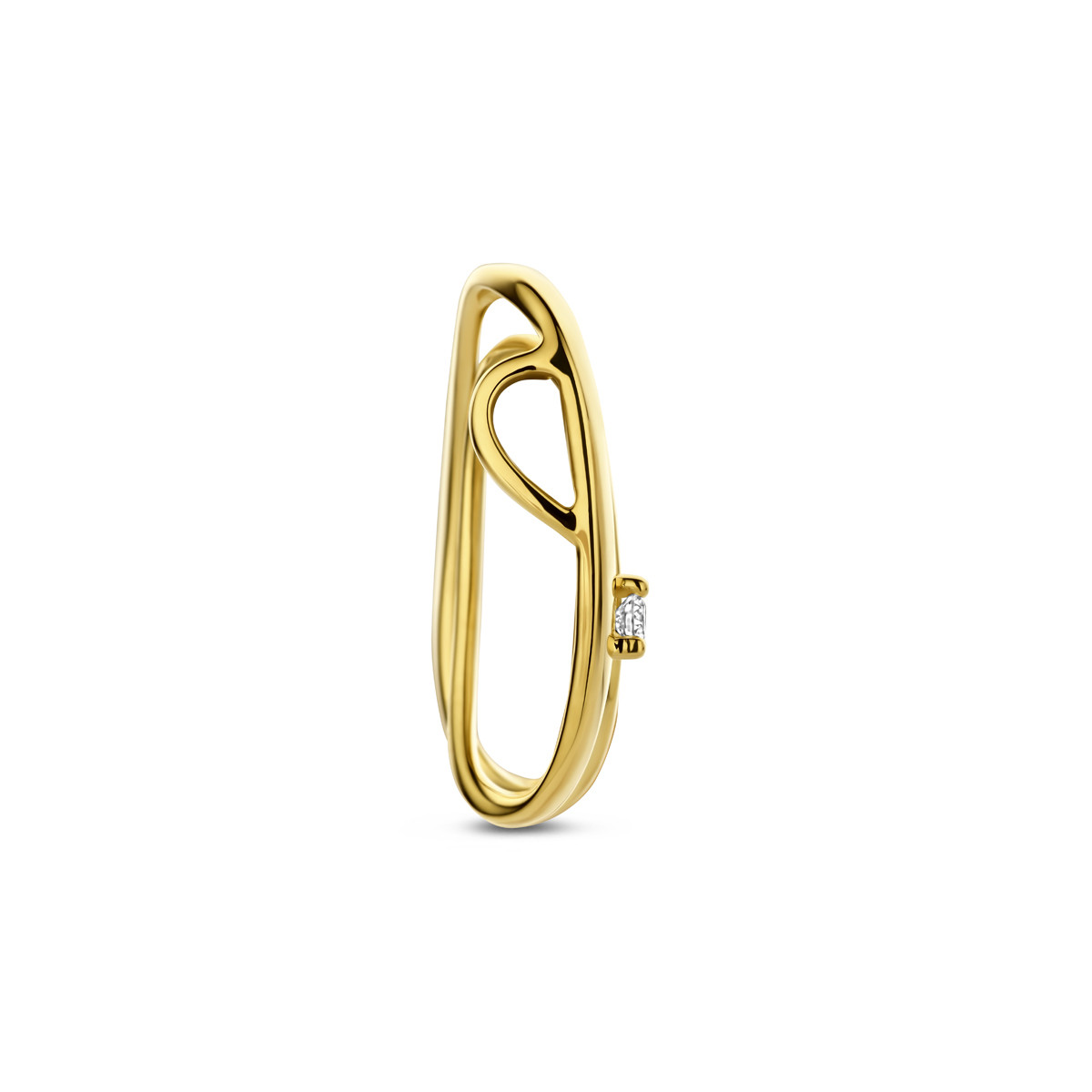 14-karaat gouden hanger ovaal met diamant 0.03 crt 13 mm breed - Hoogte 19 mm