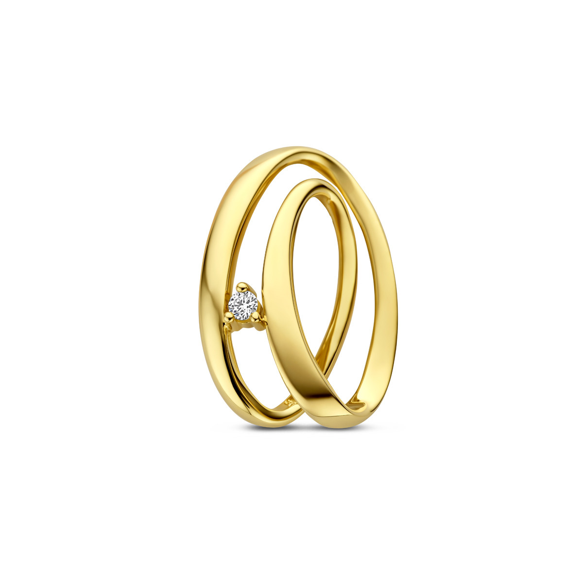 14-karaat gouden hanger ovaal met diamant 0.03 crt 13 mm breed - Hoogte 19 mm
