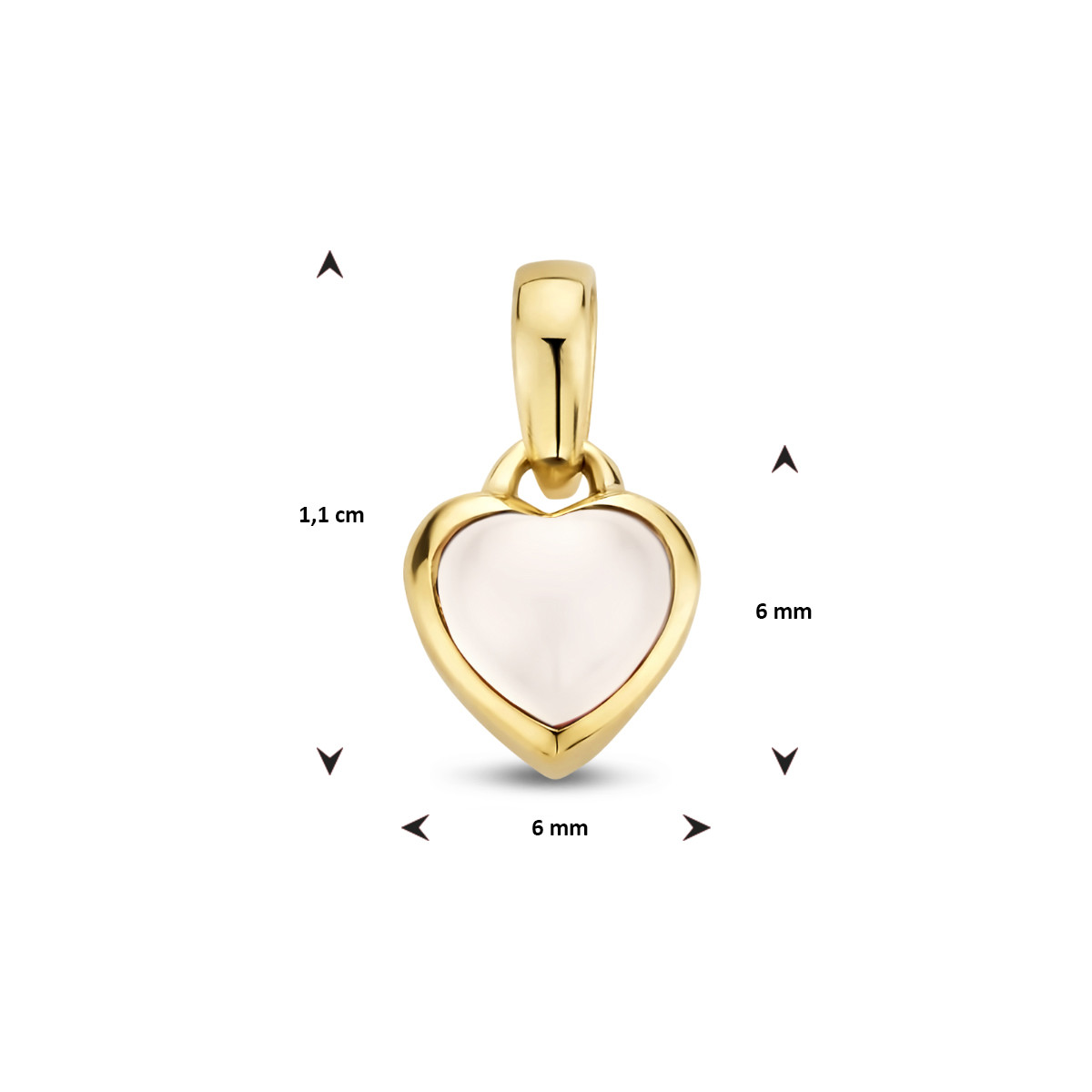 14-karaat gouden hart hanger met maansteen 0.40 crt