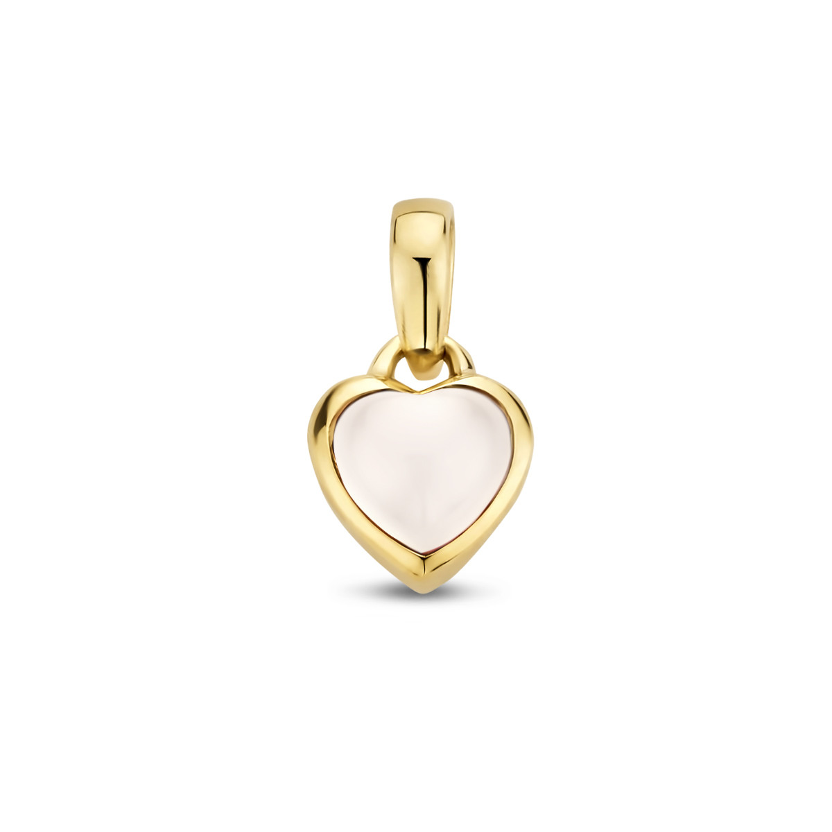 14-karaat gouden hart hanger met maansteen 0.40 crt