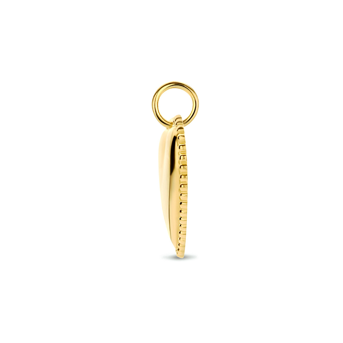14-karaat gouden hartjes hanger met bolletjes rand 16 mm breed - Hoogte 18 mm