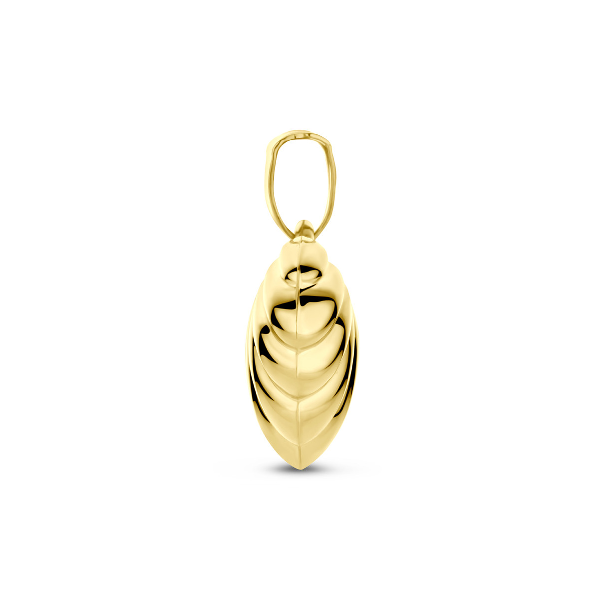 14-karaat gouden hartjes hanger met geribbeld glanzend patroon 16 mm breed - Hoogte 22 mm
