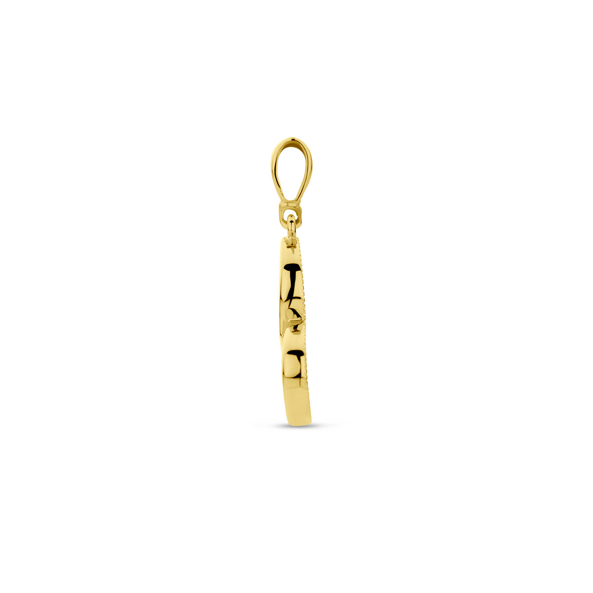 14-karaat gouden hartjes hanger met twee in elkaar verweven hartjes - 13.5 mm x 15 mm