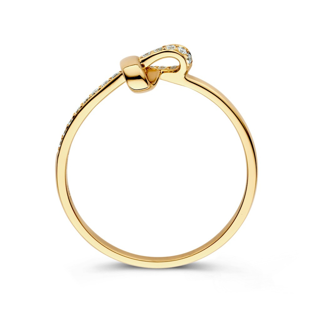 14-karaat gouden hartjes ring met briljante diamanten 0.11 crt