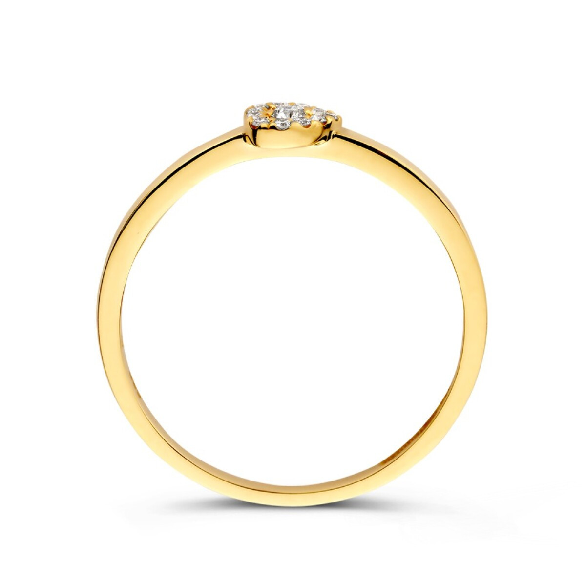 14-karaat gouden hartjes ring met diamanten 0.08 crt 5 mm breed