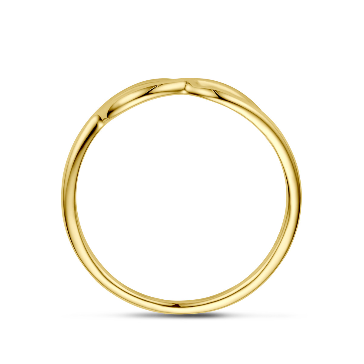 14-karaat gouden infinity ring met glanzende afwerking 4 mm breed