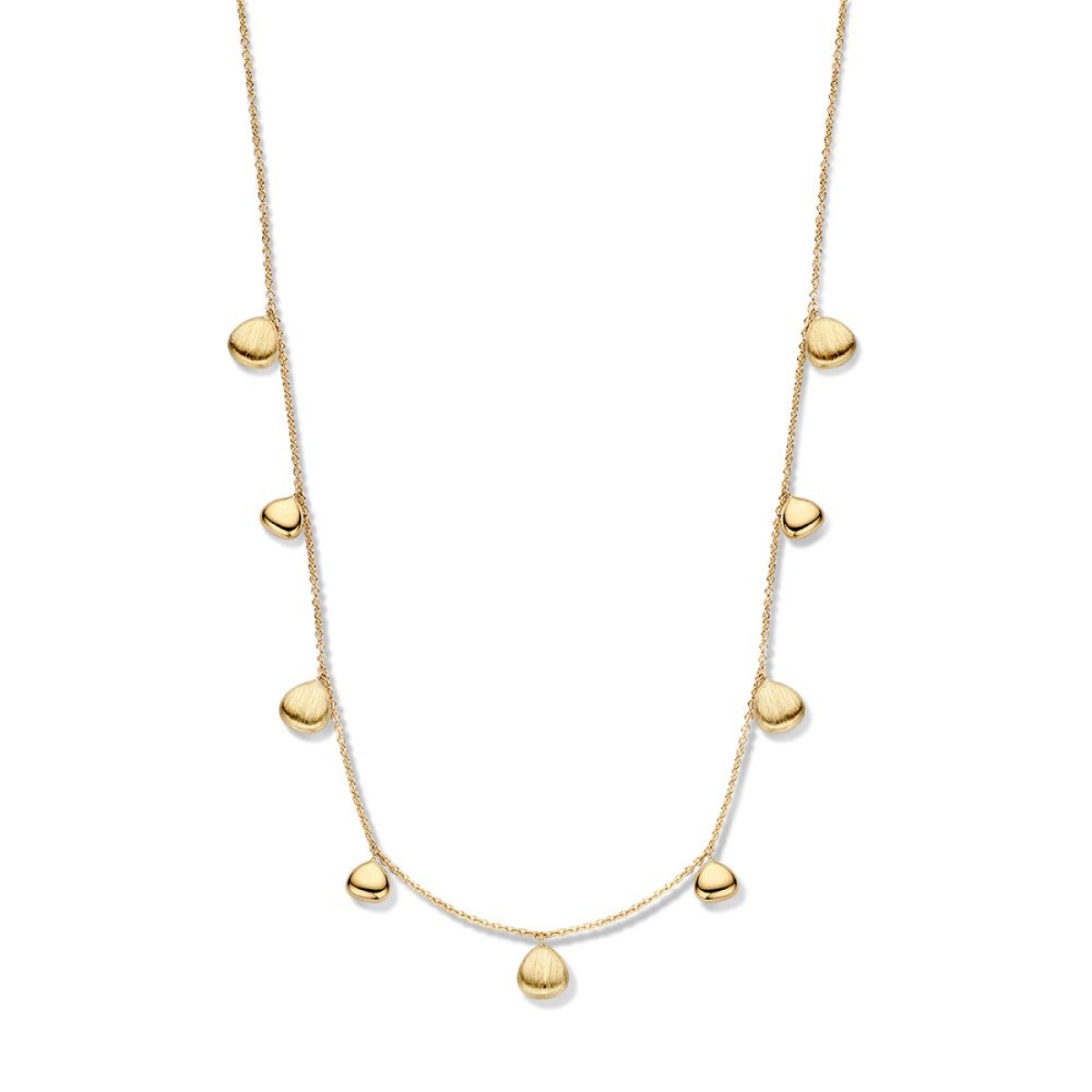 14-karaat gouden ketting met 9 hangers glanzend en scratched - Lengte 45 cm